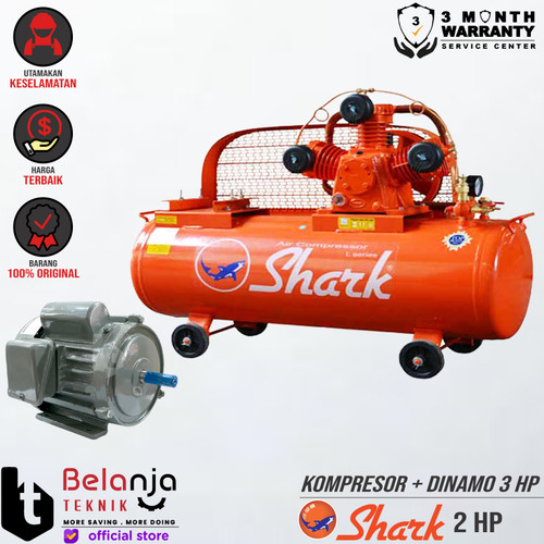 [EZM.3505052] Shark Mesin Kompresor Udara 2 HP Electro Motor 3 HP Air Compressor 2Hp