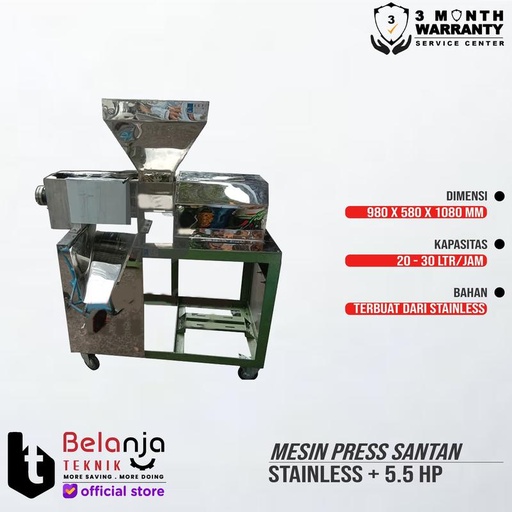 Mesin Peras Santan Kelapa A 22 Stainless A22 + Honda GX 160 Thailand