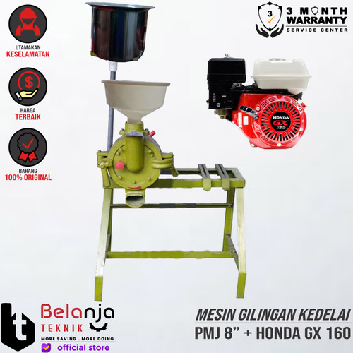 [EZM.3505165] Mesin Gilingan Kedelai-Tahu-Kacang 8" PMJ + Engine Honda GX160 Jialing
