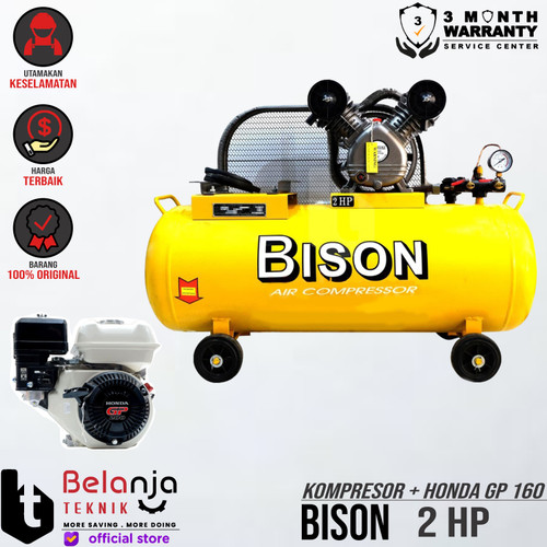 [EZM.3505213] BISON Mesin Kompresor Angin 2 Hp HONDA GP 200 6.5 Hp Air Compressor