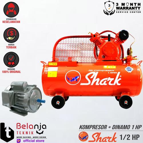 [EZM.3505225] Shark Mesin Kompresor Udara 0.5 HP + Electro Motor Dinamo 1HP 1 Phase