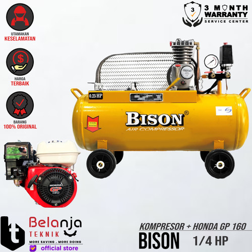 [EZM.3505228] Bison Mesin Kompressor Udara 0.25 HP + Engine Honda GP 160 Jialing