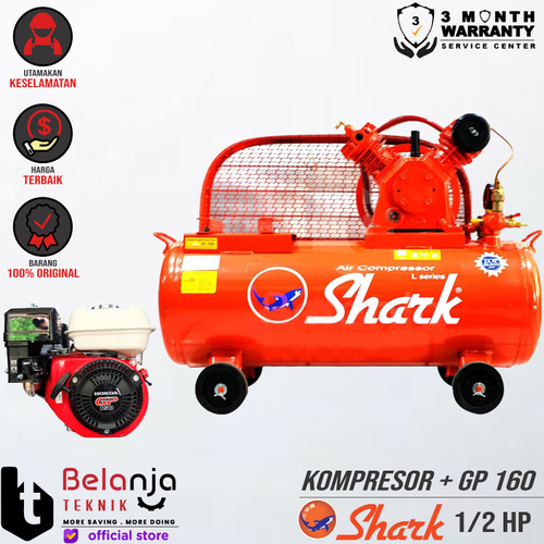 [EZM.3505234] Shark Mesin Kompresor Udara 0.5 Hp Honda Gp 160 5.5 Hp Air Compressor