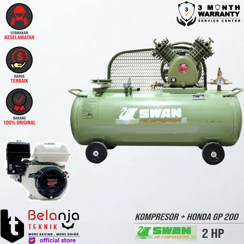 [EZM.3505239] Swan Air Compressor 2 HP dan Engine Honda GP 200 6.5 HP Jialing
