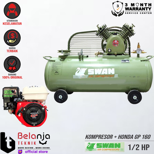 [EZM.3505240] Swan 0.50 HP - UNLOADER AIR COMPRESSOR - KOMPRESOR ANGIN & HONDA GP160