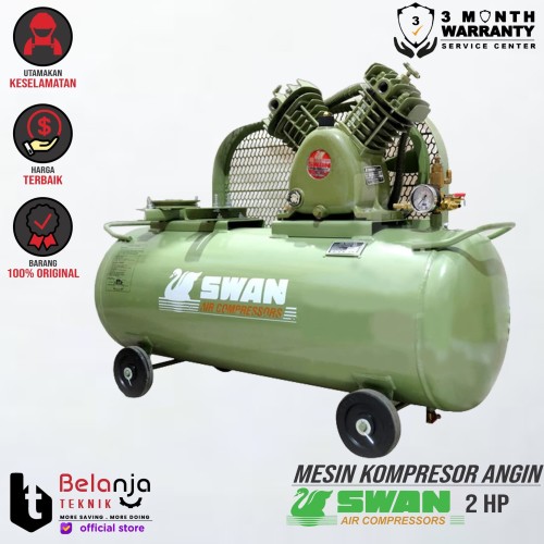[EZM.3505242] Swan Uunloaded Air Compressor 2 HP Mesin Kompresor Angin Unit Only