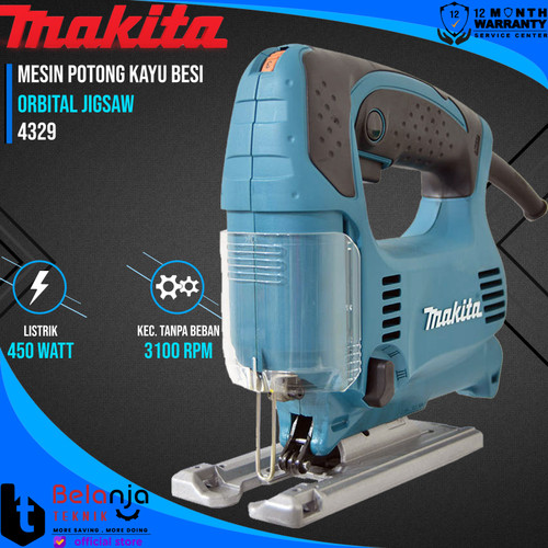 [EZM.3505337] Makita Mesin Orbital Jigsaw 4329 450 watt POTONG KAYU BESI JEPANG