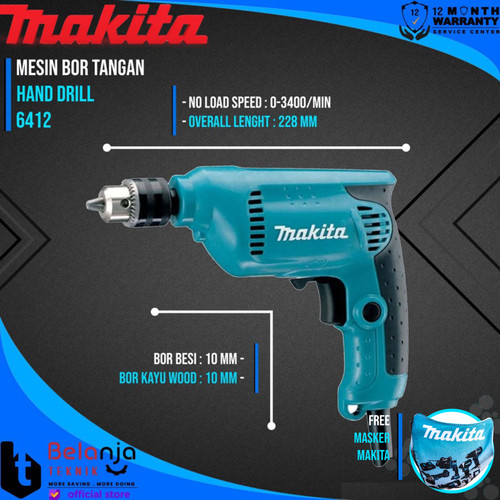 Makita Bor Tangan 6412 10mm JEPANG 450 WATT TERMURAH
