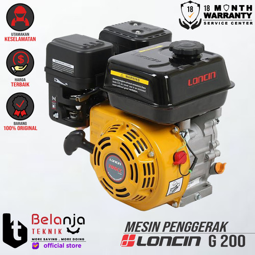 [EZM.3505362] LONCIN Mesin Penggerak Bensin G 200 6.5 HP Engine Serbaguna G200 6.5HP
