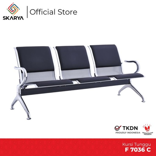 [EZO.6500286] Kursi Tunggu Bandara Kursi Tunggu Besi 3 Seater F 7036 C (Baru)