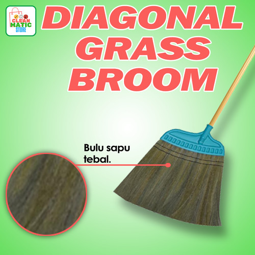 [EZM.0200015] Clean Matic Diagonal Grass Broom Sapu Rumput Lantai Tebal