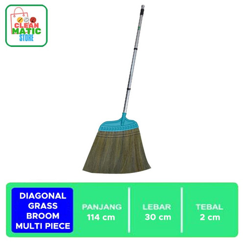 [EZM.0200028] DIAGONAL GRASS BROOM MULTI  PIECE - Sapu Rumput Tongkat 3 Bagian