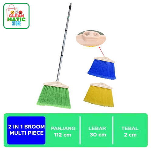 [EZM.0200035] 2 IN 1 BROOM MULTI PIECE - Sapu Dengan Tongkat 3 Bagian Besi Ringan