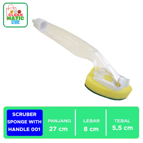 [EZM.0200271] Scruber Sponge With Handle 001 (Spon Cuci Piring Gagang)