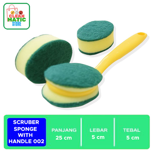[EZM.0200272] Scruber Sponge With Handle 002 (Spons Cuci Piring)