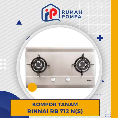 [EZM.1160191] Kompor Tanam Stainless 2 Tungku Rinai RB 712 N (S)