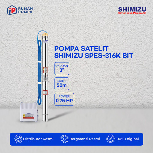 [EZM.1160242] Pompa Submersible Satelit Shimizu 3 inch 0.75 HP SPES 316K BIT