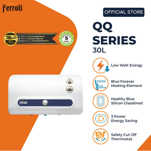 [EZM.1160383] Water Heater Listrik Ferroli QQ Series 30 Liter Low Watt