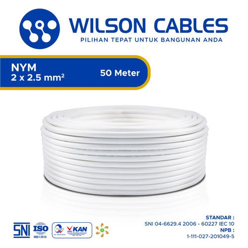 [EZM.1161414] Kabel Listrik Tembaga / NYM 2 X 2.5 mm2 / 50 Meter | Wilson Cable