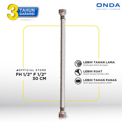 [EZM.1160705] Flexible Hose / Selang Fleksibel ONDA FH 1/2” F 1/2” 30cm