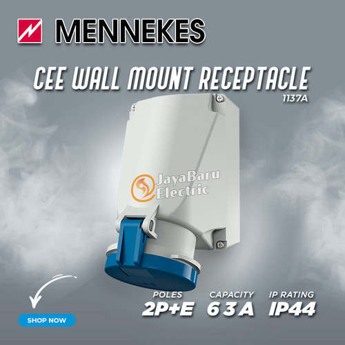 [EZM.5800156] MENNEKES Wall Mount Socket Receptacle 2P+E / 3 Pin 63A IP44