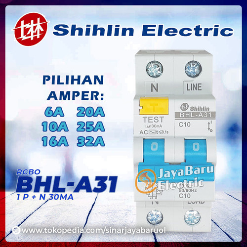 [EZM.5800296] RCCB ELCB RCBO SHIHLIN BHL-A31 BHLA31 1P+N 6A 10A 16A 20A 25A 32A