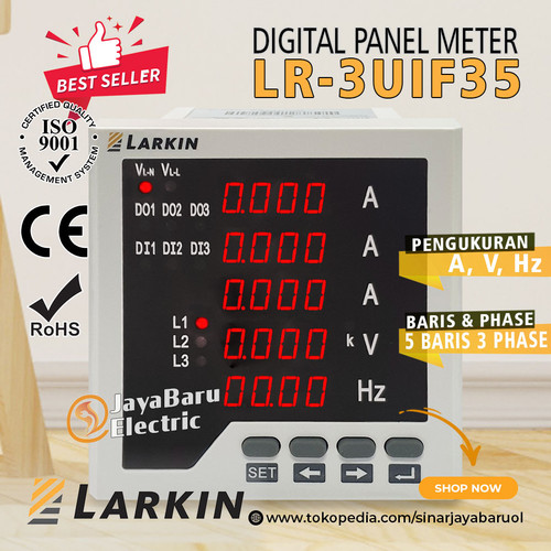 [EZM.5800442] Power Multi Ampere Volt HZ Meter Digital 3Phase 5Row LARKIN LR-3UIF35