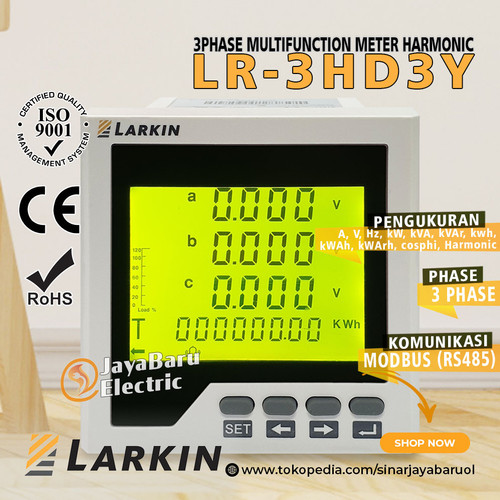 [EZM.5800444] Power Meter 3 Three Phase Harmonic Harmonik LCD LARKIN LR-3HD3Y