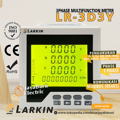[EZM.5800445] Power Meter 3 Three Phase Multi Fungsi LCD Display LARKIN LR-3D3Y