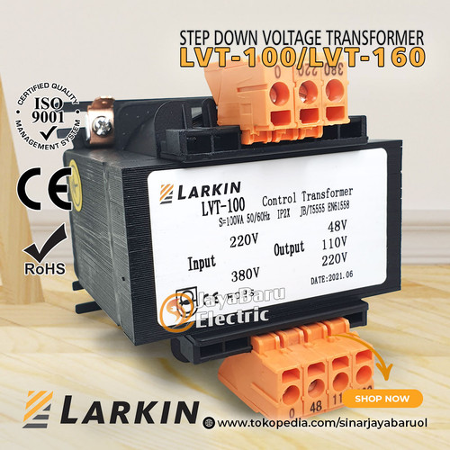 [EZM.5800463] Trafo Step Down Larkin LVT-100 100VA output 220V 110V 48V 36V 24V 12V