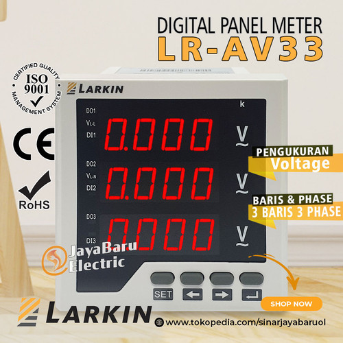 [EZM.5800542] Volt Meter Voltmeter Digital 3 Phase LARKIN LR-AV33