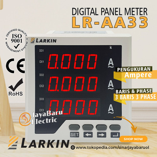 [EZM.5800543] Ampere Meter Ammeter Digital 3 Phase LARKIN LR-AA33