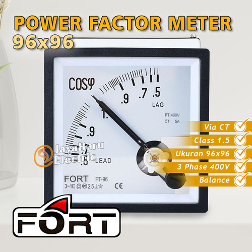 [EZM.5800545] Power Factor Cosphi Meter Cosphimeter Analog FORT 96x96