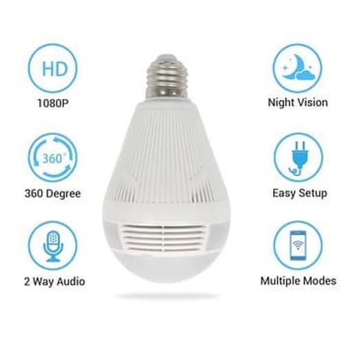 [EZM.5800980] Bohlam Kamera CCTV 360 IP Wireless / Panoramic Fisheye Camera