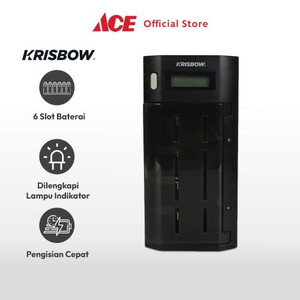 Ace Krisbow Charger Baterai Universal 6 Slot Ctc Aa/Aaa/9V/C/D - Hitam
