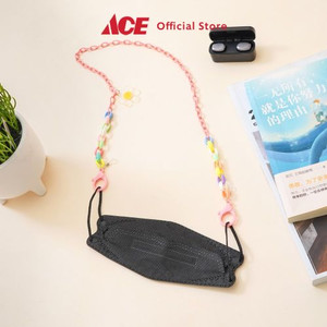 Ace - Ataru Tali Masker Rantai Multi Color Flower - Pink