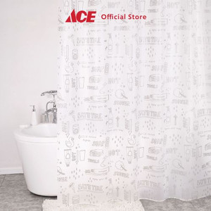 Ace - Forhom 180x200 Cm Tirai Kamar Mandi Peva Dengan Hooks - Abu-Abu