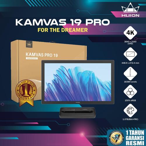 [EZO.7200398] Huion Kamvas Pro 19 4K UHD With Touch Drawing Tablet 98% Adobe RGB GT-1902