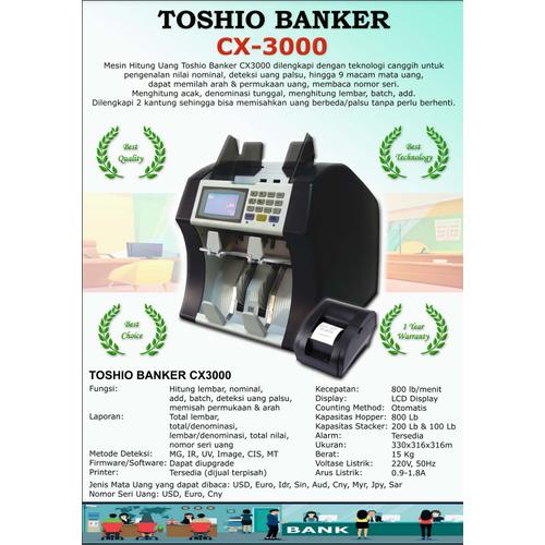 [EZO.7200401] Mesin Hitung Uang Toshio CX-3000 Moner Counter Garansi Resmi
