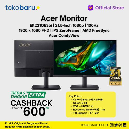 [EZO.7200403] Monitor LED Acer EK221QE3 22 Inch IPS FHD 100Hz 1ms FreeSync HDMI VGA