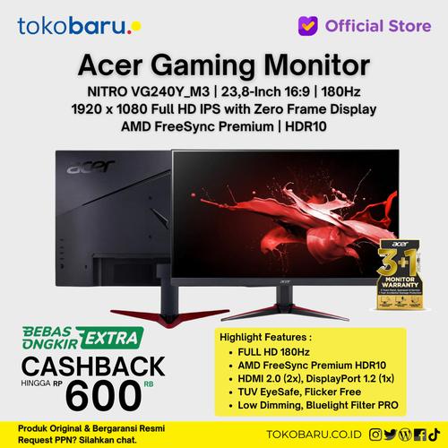 [EZO.7200463] ACER GAMING MONITOR VG240Y_M3 180Hz IPS FHD 1ms 100% sRGB 23.8 inch