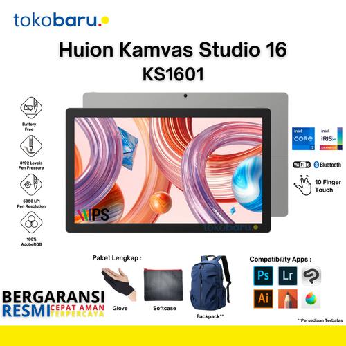 [EZO.7200487] Huion Kamvas Studio 16 Standalone Drawing Tablet with 2.5K QHD Touch Screen, 100% Adobe RGB, Win 11 Pro, Intel Core i7, 16G RAM+512G SSD