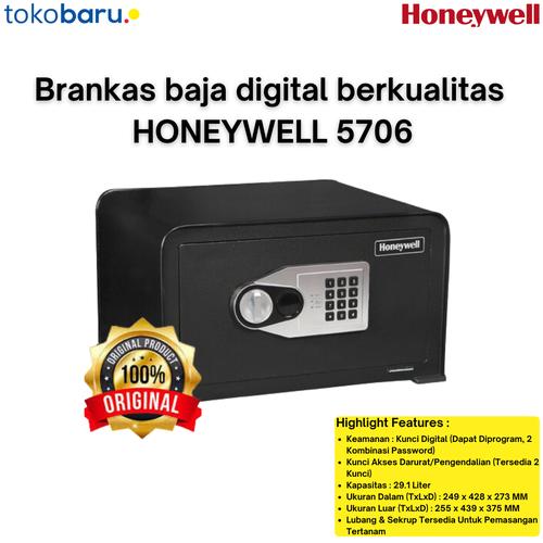 [EZO.7200520] Honeywell Brankas Baja Digital Berkualitas Tinggi 5706 2 Kunci Kombinasi