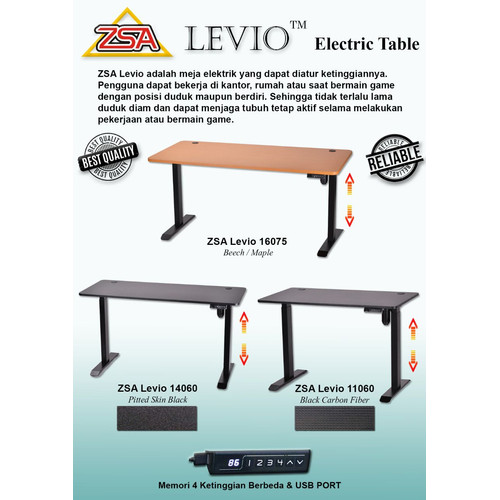 [EZO.7200537] Meja Elektrik Gaming/Office ZSA LEVIO 16075 Garansi 2 Tahun