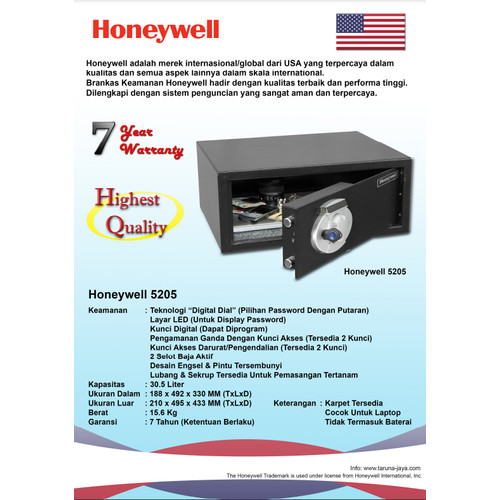 [EZO.7200538] Brankas/Safety Box Honeywell 5205 Garansi 7 Tahun