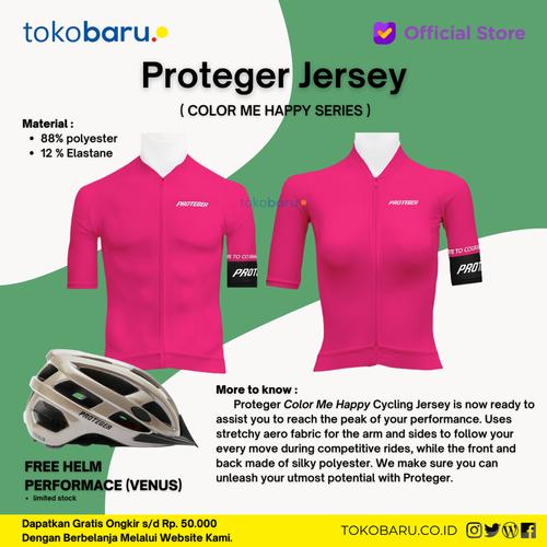 [EZO.7200550] Jersey Sepeda Roadbike Proteger COLOR ME HAPPY Man & Women Vivid Pink