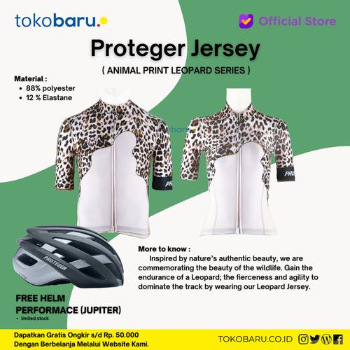 [EZO.7200614] Jersey Sepedah Proteger Men's Leopard White