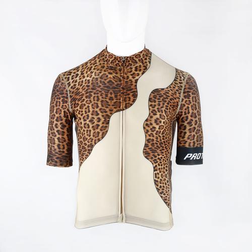 [EZO.7200615] Jersey Sepedah Proteger Men's Leopard Brown