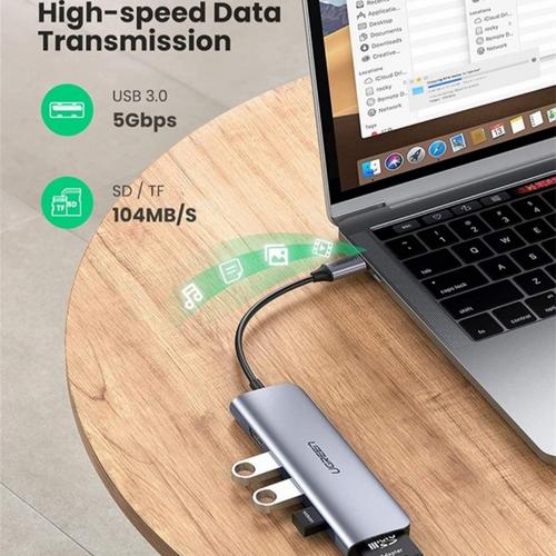 [EZO.7200636] Ugreen USB C to 3 Port USB 3.0 + HDMI + TF/SD