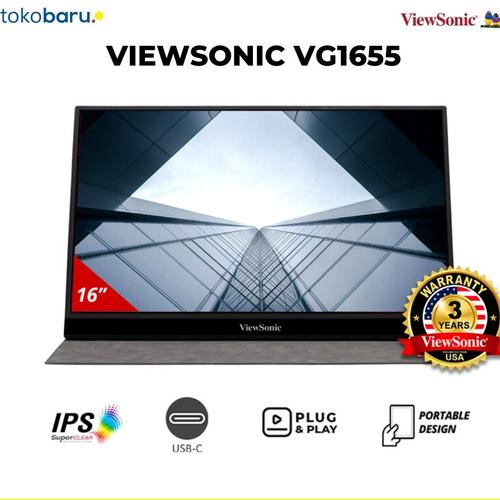 [EZO.7200639] Monitor Portable IPS 16" ViewSonic VG1655 USB Type C Full HD 1920x1080